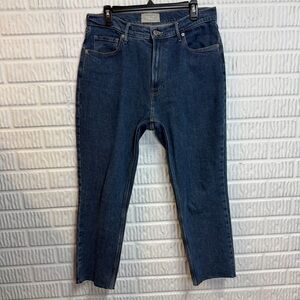 Everlane The Original Cheeky Jean Organic Cotton Dark Wash Raw Hem Size 30